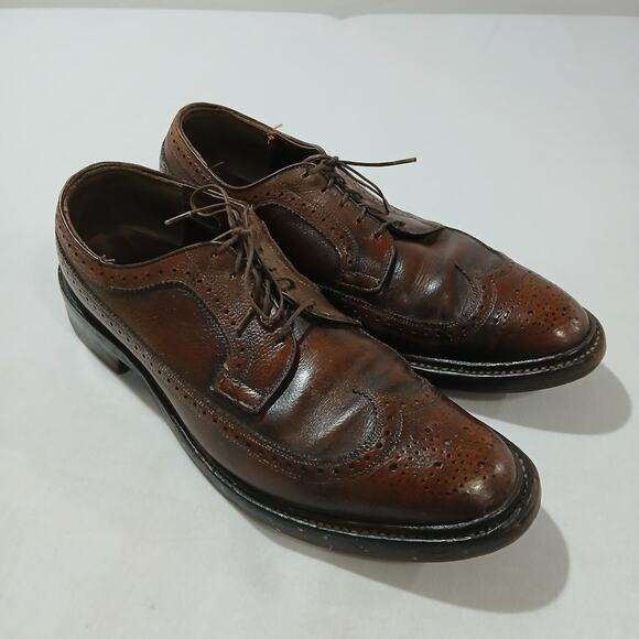 Allen Edmonds Mens Wingtip Oxford Shoes 10.5C Brown Leather Brogue Dress Vintage